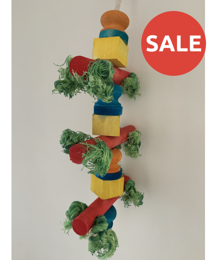 Parrot-Supplies Chock-A-Block Wood and Rope Parrot Toy